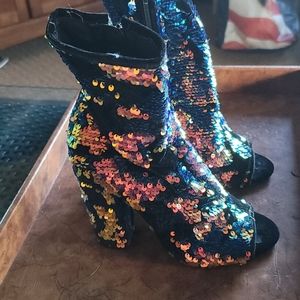 Ladies high heels boots, sequence, glitter,